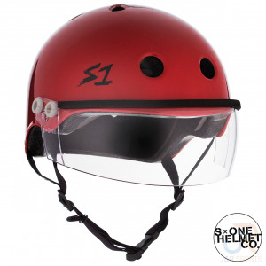 S1 LIFER Helmet inc Visor - Scarlet Red - Angled - SHLIVSR